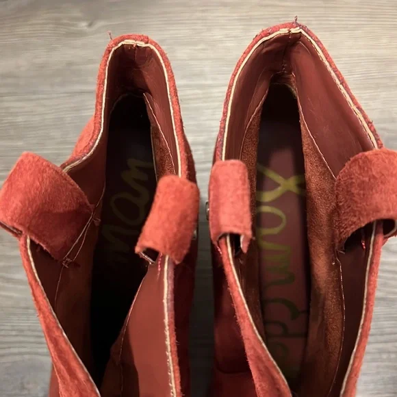 Sam Edelman Niomi Suede Western Booties In Red Paprika Size 6 - Picture 9 of 11